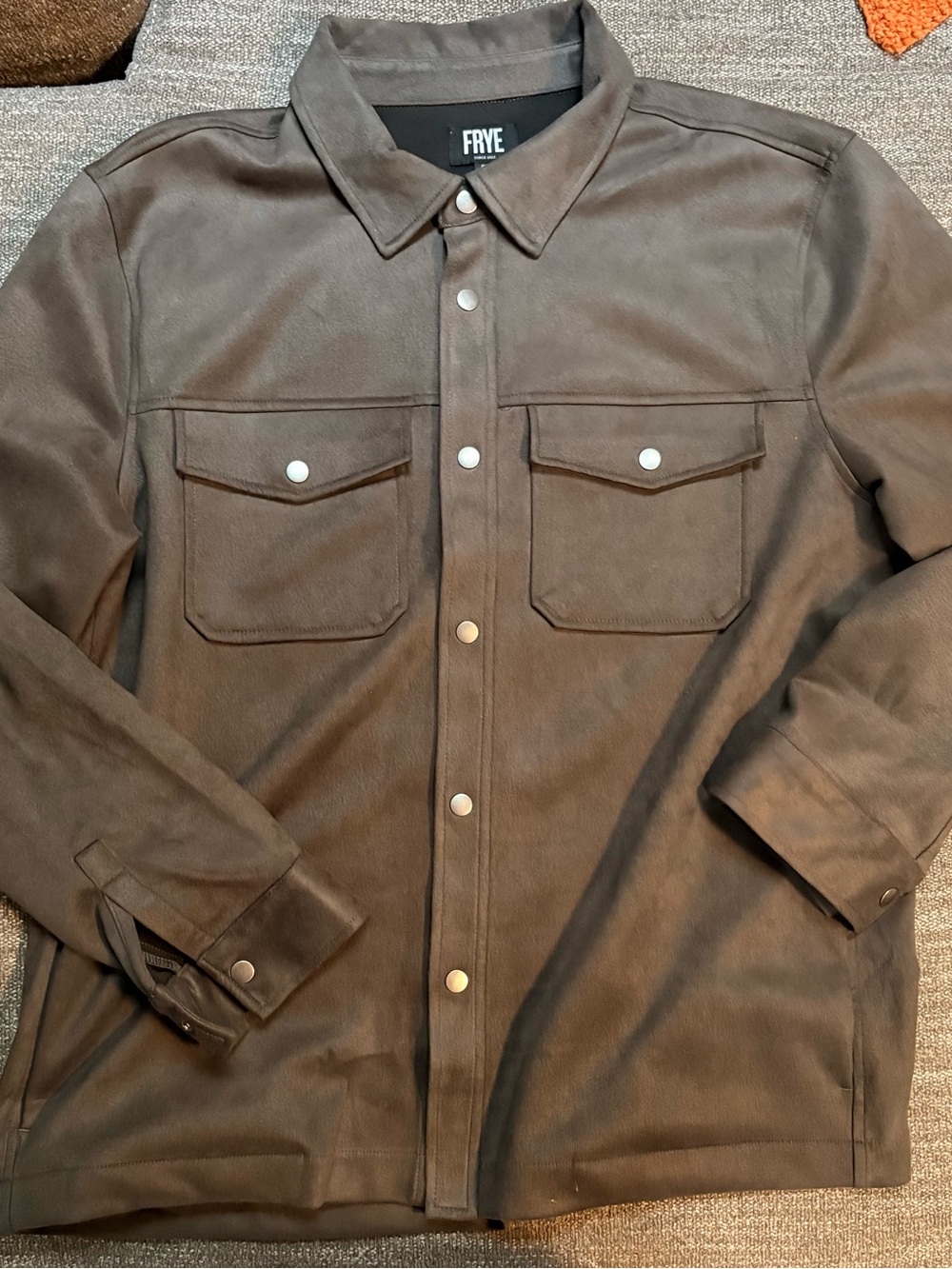 FRYE Brown Suede Snap-Front Shirt Jacket